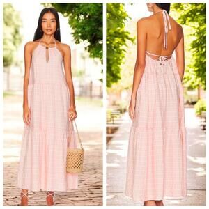 Tularosa Julianna Pink Gingham Check Maxi Dress Size Small